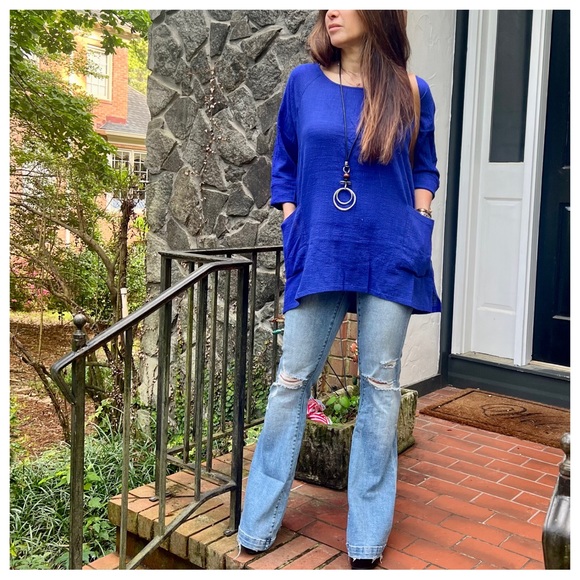 22 Boho Cotton Gauze Front Pockets Tunic Top - Picture 4 of 7